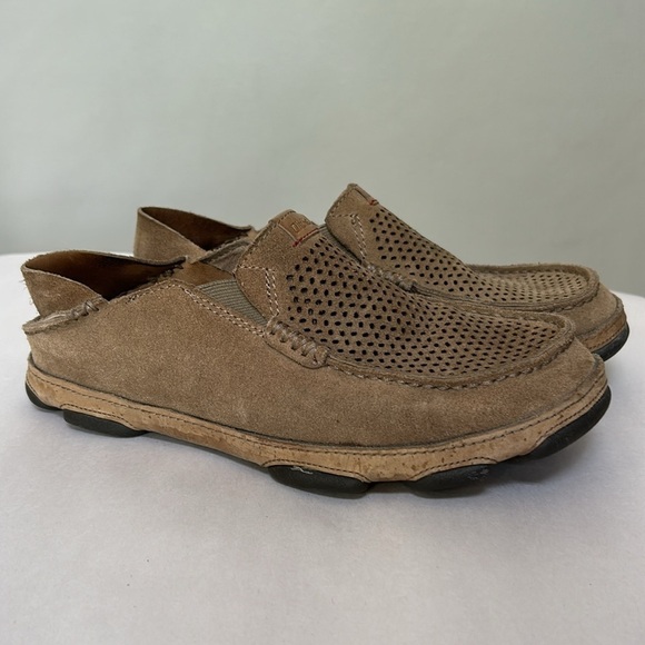 Olukai Moloa Kohana Casual Slip On Shoes Loafers Perforated Tan mens size 8 - Picture 1 of 10